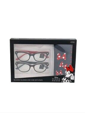 Disney Minnie Mouse Readers +2.50 Reading Glasses Microfiber Pouch 2 Pair